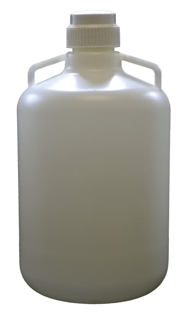 20 Liter (5.25 Gallon) Carboy Jug with Gasket Cap, White Premium Polypropylene with 2 Handles, 21" H - 11 3/4" D with 2 5/8" Opening