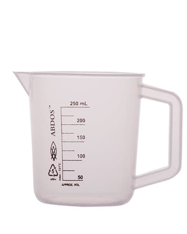 Abdos Printed Beakers with Handle, Polypropylene (PP) 250 mL, 6/CS
