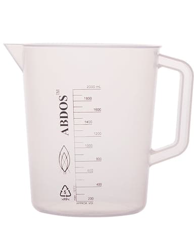 Abdos Printed Beakers with Handle, Polypropylene (PP) 2,000 mL, 4/CS