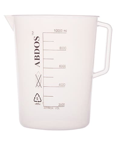 Abdos Printed Beakers with Handle, Polypropylene (PP) 10,000 mL, 1/EA