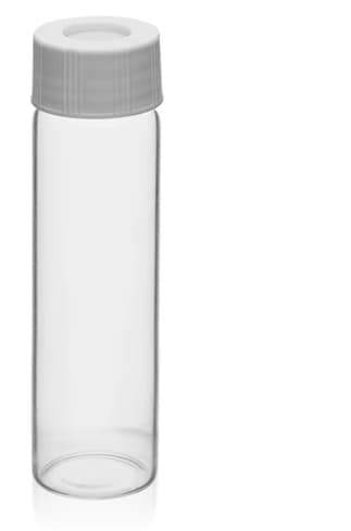 VOA/TOC Clear Vials, 40mL - 100/PK - Borosilicate Glass - ASTM/USP Type 1, Class B - PP Caps with PTFE Septa - Shrink-Wrapped - Pre-Assembled