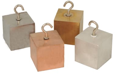 Density Cubes Set with Hooks - Includes 4 Metals - Brass, Copper, Aluminum & Steel - 1.25" (32mm) Sides - For use with Density, Specific Gravity Activities