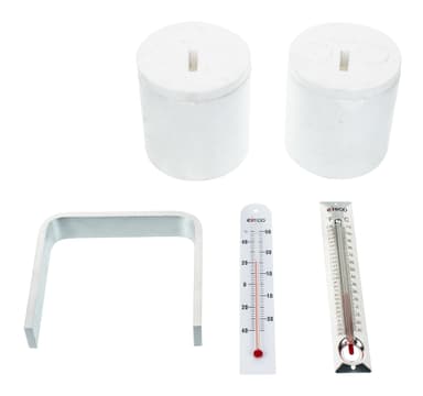 Heat Transfer Kit Class Pack (15 Kits); Each Kit Contains Heat Transfer Kit with 2 Calorimeters with Lids, 1 Aluminum Heat Transfer Bar, and 1 Low Range Therm, 1 High Range Thermometer